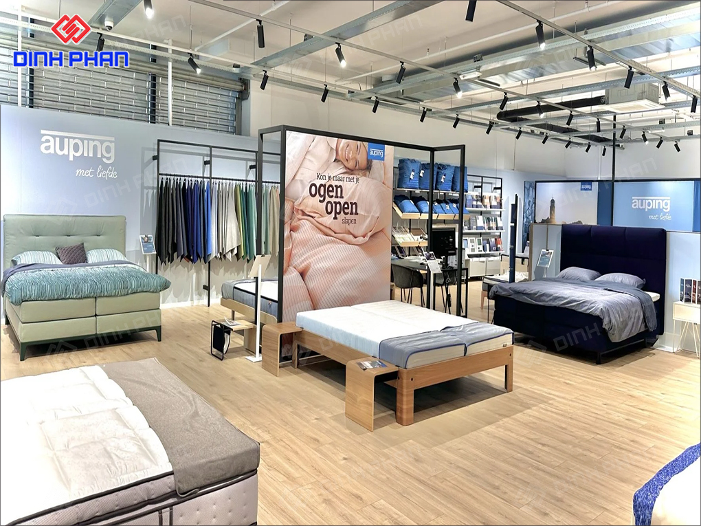 Thiết kế showroom chăn ga gối đệm bao đẹp