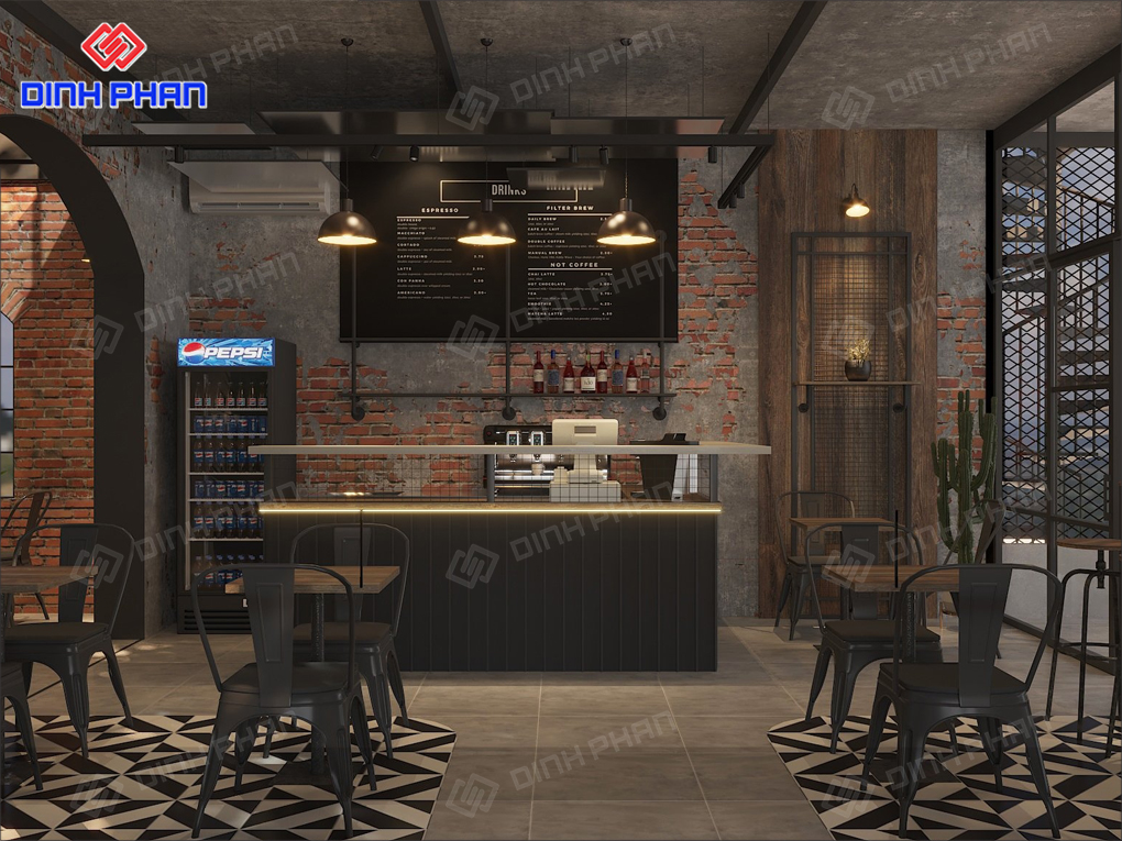 Thiết Kế Quán Cafe Industrial Phong Cách, Ấn Tượng